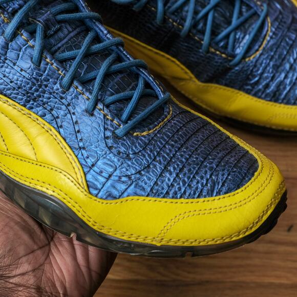 Puma‎ Cell Mio Blue Alligator Print Sneakers Yellow Trim Men Size US 10.5 UK 9.5 - Picture 6 of 9